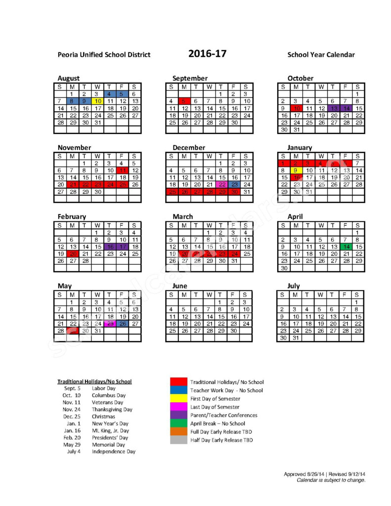 Sun Valley Elementary School Calendars Peoria AZ