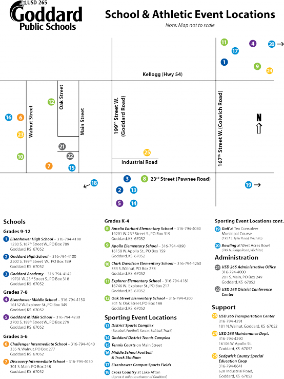 USD 265 Goddard Public Schools School Athletic Event Location Map