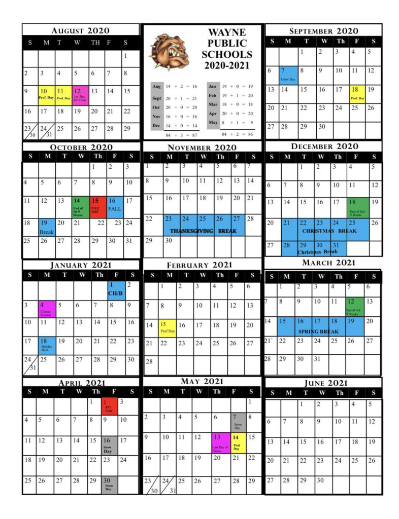 Wayne Public Schools Calendar District Calendar 2022