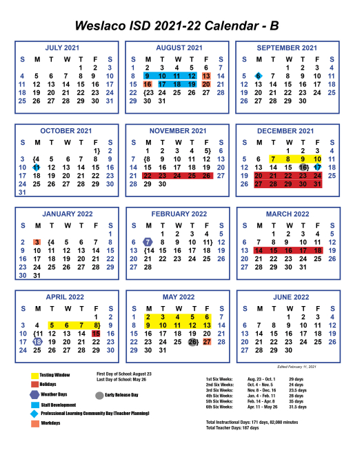 Weslaco Isd Calendar 2022 23 January Calendar 2022