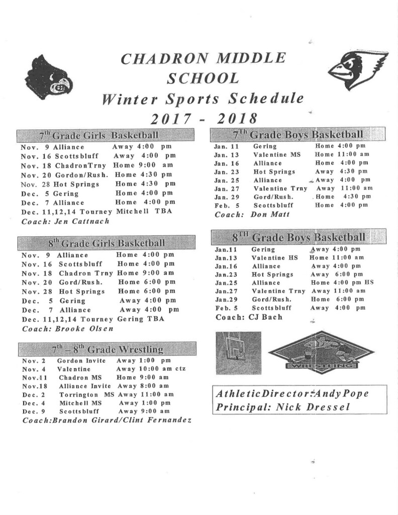 Winter Sports Calendar And Meeting Dates Chadron Public Schools